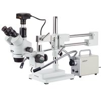 AmScope 3.5X-90X Simul-Focal Trinocular Stereo Microscope with LED Fiber Optic Light and 18MP USB3 Camera