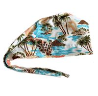 Grace N May Women's Front Fold Tie Back Scrub Cap Surgical Cap Navy Flowers (Woman Island)