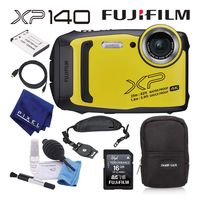 Fujifilm FinePix XP140 Waterproof Digital Camera (Yellow) Basic Camera Accessory Bundle with Soft Carrying Case + Professional Cleaning Kit + Much More