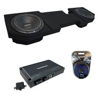 Compatible with 2002-2015 Dodge Ram Quad or Crew Truck Rockford Prime R1S410 Dual 10" Sub Box Enclosure & R250X1 Amp