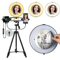 8" Ring Light with Mirror,Dimmable Selfie LED Ring Light for Beauty, Makeup,Live Stream,YouTube Video Shooting,Photography with Adjustable Tripod Stand  and Cell Phone Holder for iPhone Android