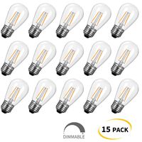 15-Pack Shatterproof LED S14 Replacement Light Bulbs-E26 E27 Medium Candelabra Screw Base Edison Bulbs Equivalent to 11 W, Fits for Commercial Outdoor Patio Garden Vintage Lights, Warm White