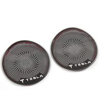 Speaker Cover Car Audio Speakers Sticker Protect Loudspeaker Interior Door Audio Speaker Frame Covers for Tesla Model 3 (Black)