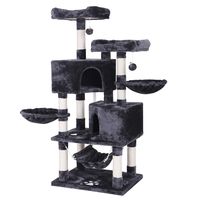 BEWISHOME Multi-Level Cat Tree Condo with Sisal Scratching Posts, Perches, Houses, Hammock and Baskets, Cat Tower Furniture Kitty Activity Center Kitten Play House Grey MMJ05B