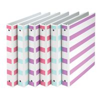 Samsill MP20119 Fashion Design 3 Ring Binder, Stripes, 1 Inch Round Rings, Assorted Colors (Purple, Pink, Turquoise), Bulk Binders - 6 Pack