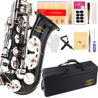 Glory Black/Silver keys E Flat Alto Saxophone with 11reeds,8 Pads cushions,case,carekit-More Colors with Silver or Gold keys