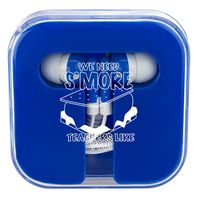 We Need S'More Teachers Like You Ear Buds in Case, 2 ½ inch Square Case with 48 inches Long Cord