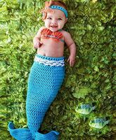 Pinbo Baby Crochet Knitted Photo Photography Prop Mermaid Tail Romper Outfit
