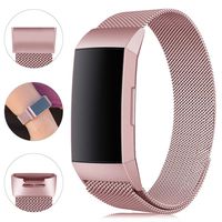 Find-MyWay Replacement Compatible with Fitbit Charge 3 Bands/Charge 3 SE Metal Bands Wristband Accessory Breathable Sport Bracelet Strap Small & Large for Women Men Silver Rose Gold 10 Colors