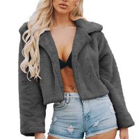 Honestyivan Women's Ladies Warm Faux Wollen Coat Jacket Winter Solid Zipper Outerwear Gray