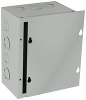 BUD Industries JB-3956-KO Steel NEMA 1 Sheet Metal Junction Box with Knockout and Lift-Off Screw Cover, 6" Width x 8" Height x 4" Depth, Gray Finish