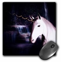 3dRose LLC 8 x 8 x 0.25 Inches Mouse Pad, White Unicorn in at Waterfall (mp_49002_1)
