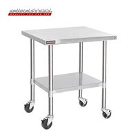 DuraSteel Stainless Steel Work Table 30" x 36" x 34" Height w/ 4 Caster Wheels -  Food Prep Commercial Grade Worktable - NSF Certified - Good For Restaurant, Business, Warehouse, Home, Kitchen, Garage