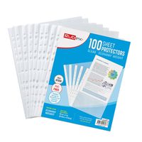 Sheet Protectors, Holds 8.5 x 11 inch Sheets, 9.25 x 11.25 inch Top Loading, Clear, Reinforced 11-Hole, Acid-Free, Archival Safe for Documents and Photos (100 Sheets)