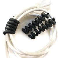 CordPiggy Cord Organizer- Wire Management for Computer, Appliances, Chargers, Headphones, Earbuds, Camera, TV, Audio, Gaming - Flexible Cord Keeper, Lightweight Spiral Holder (Large, Black) Set of 2