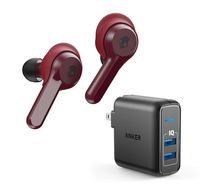 Skullcandy Indy True Wireless Bluetooth in-Ear Headphone Bundle with 2-Port USB Wall Charger - Moab/Red/Black