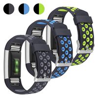 UMAXGET 3-Pack Bands Compatible with Fitbit Charge 2 Watch, Soft Sports Silicone Breathable Replacement Wristband for Men Women, Large Small