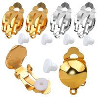 20 Pieces Clip On Earring Converter Non-pierced Earrings Components with Loop and 20 Pieces Earring Cushions for Earring Making,Sliver and Gold