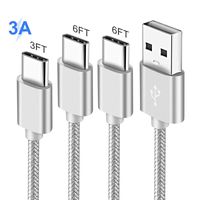 Usb Type C Cable 3A Fast Charging,Cell Phone Charger Cord For Samsung Galaxy S10 S10E S8 S9 10 Plus,Note 10+ 8 9,A50 A20 Google Pixel-2-3-4-3A-XL,Nylon Braided Quick Charge 3.0 Data Wire 3FT 6FT 6FT