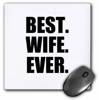 3dRose Best Wife Ever Black Text Anniversary Valentines Day Gift for Her Mouse Pad (mp_179733_1)