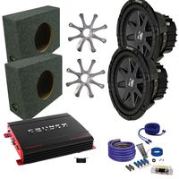 Kicker CVR102 10" Truck Bundle with Crunch PX2000.1D 2000 Watt Max Mono Amp, Enclosure, Wire Kit