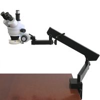 AmScope SM-6TZ-FRL Professional Trinocular Stereo Zoom Microscope, WH10x Eyepieces, 3.5X-90X Magnification, 0.7X-4.5X Zoom Objective, 8W Fluorescent Ring Light, Clamping Articulating Arm Stand, 110V-120V, Includes 0.5X and 2.0X Barlow Lenses