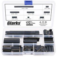 Glarks 120Pcs 2.54mm Straight Single Row PCB Board Female Pin Header Socket Connector Strip Assortment Kit for Arduino Prototype Shield(Single Row)
