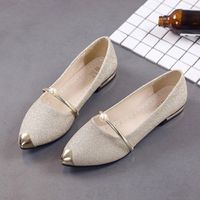 Hemlock Low Heel Flat Shoes, Women Comfortable Slippers Dress Sandals Shoes Pointed Toe Oxford Shoes (US:5.5, Gold)