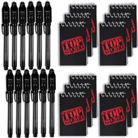 HeroFiber Invisible Ink Spy Pen - Black - with UV Light (12 Pack) + Mini TOP Secret Notepads (12 Pack). - Perfect Favor for Spy Parties, Stocking Stuffers, Pinatas, Science Fairs, and More