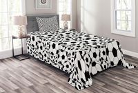 Ambesonne Soccer Bedspread, Monochrome Design Pattern of Classical Football Balls Kids Boys Cartoon Pattern, Decorative Quilted 2 Piece Coverlet Set with Pillow Sham, Twin Size, White Black