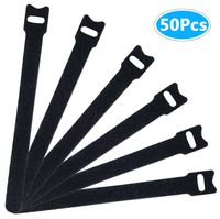 KALIM 50pcs Cinch Straps, 6 Inch Gripping Cable Ties, Black Reusable Velcro Straps, Multipurpose Hook and Loop, Suitable for Strapping Home/Office/Studio Wires, Cables, Cords
