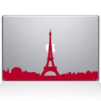 The Decal Guru 2070-MAC-11A-DR Paris City Skyline Decal Vinyl Sticker, Red, 11" MacBook Air