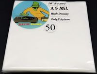 50 78rpm 3.5mil Thick Inner Sleeves - Goes Over Any Ten Inch Vinyl Disc - 10" Record Frosted Plastic Poly Bag Cover (+1 Free Dj Magnet)
