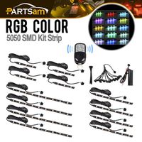 Partsam Motorcycles LED Strip Light Kit 12PCS 72LEDs Flexible Multi Color Under Glow Neon RGB Light Bar with Remote Controller Replacement for Honda/Kawasaki/Suzuki Scooters ATV