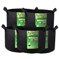 VIVOSUN 5-Pack 25 Gallon Plant Grow Bags, Premium Series 300G Thichkened Non-Woven Aeration Fabric Pots w/Handles - Reinforced Weight Capacity & Extremely Durable (Black)
