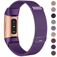 HAPAW Bands Compatible with Fitbit Charge 3, Women Men Metal Stainless Steel Replacement Accessories Straps Bracelet Compatible with Fitbit Charge 3 SE Fitness Tracker Small Large