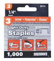 Surebonder 55114 Light Duty 1/4-Inch Leg Length, .441-Inch Crown Staples, Arrow JT21 Type, 1000 Count