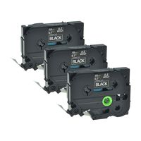 KCMYTONER Compatible for Brother Standard Laminated Cassette 18mm x 8m Label Tape Replacement for P-Touch TZE-345 TZe345 TZe-345 TZ345 PT1760 PT2030AD (White on Black, 3 Pack)