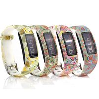 honecumi Bands Replacement for Garmin Vivofit 2 Silicone Watch Bands Strap Bracelet Replacement Accessory with Adjustable Buckle Colorful Pattern Wristbands for Men & Women-Free Size-4T4 Bands