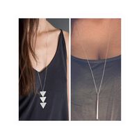 choice of all Silver Long Necklace for Women Bar Triangle Neckalce for Girls Jewelry Gift (S:silver bar and Triangle)