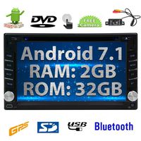 Android 7.1 Double Din 2GB RAM 32GB ROM Car DVD CD Player 6.2 Inch Capacitive Touch Screen Octa Core Headunit- Navigation,Bluetooth,AM FM Radio,WiFi,3G/4G with Free Backup Camera