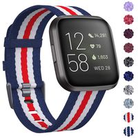 KIMILAR Woven Band Compatible with Fitbit Versa/Fitbit Versa 2/Fitbit Versa Lite Edition, Large Small Woven Fabric Breathable Men Women Versa Replacement Band for Versa Smartwatch