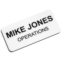 Custom Engraved Name Tag Badges - Personalized Identification with Pin or Magnetic Backing, 1.5 Inches x 3 Inches, White/Black