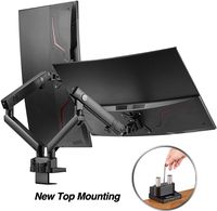 AVLT-Power Dual 32" Monitor Desk Stand - Easy Installation New Top Mounting - Mount Two 17.6 lbs Computer Monitors on 2 Full Motion Adjustable Arms - Organize Your Work Surface with VESA Monitor Mount