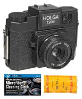 Holga 120N Medium Format Film Camera (Black) with Kodak TX 120 Film Bundle and Microfiber Cloth