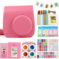 QUEEN3C Pink Accessories Kit for Fujifilm Instax Mini 9 Instant Camera, with Camera Case + Album + Filters & More Accessories for Fujifilm Mini 9 8 8 Camera. (Bundle, Pink)