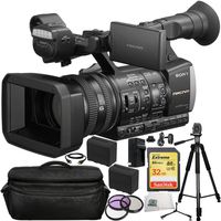 Sony HXR-NX3/1 NXCAM Camcorder 14PC Accessory Kit Includes SanDisk 32GB Extreme + 3PC Filter Kit (UV-CPL-FLD) + 2 Replacement F970 Batteries + Full Size Tripod + Tripod Dolly + Carrying Case + More