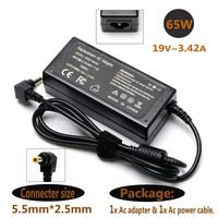 19v 3.42A 65W Ac Adapter Charger for Toshiba Satellite C50 C55 C55d C55t C55dt C75 C75d E45T L55 L55d L75 L75d S75 S55 S55T S50 E45 CL15T CL45 L15 L55T; C855D-S5230 C855D-S5232 C855D-S5237 C855-S5214