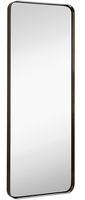 Hamilton Hills Contemporary Brushed Metal Tall Black Wall Mirror | Glass Panel Black Framed Rectangle Deep Set Design (18" x 48")