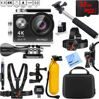 Akaso EK7000 Ultra HD 4k WIFI 170 Degree Wide Waterproof Sports Action Camera Black + 32GB Outdoor Adventure Mounting Bundle